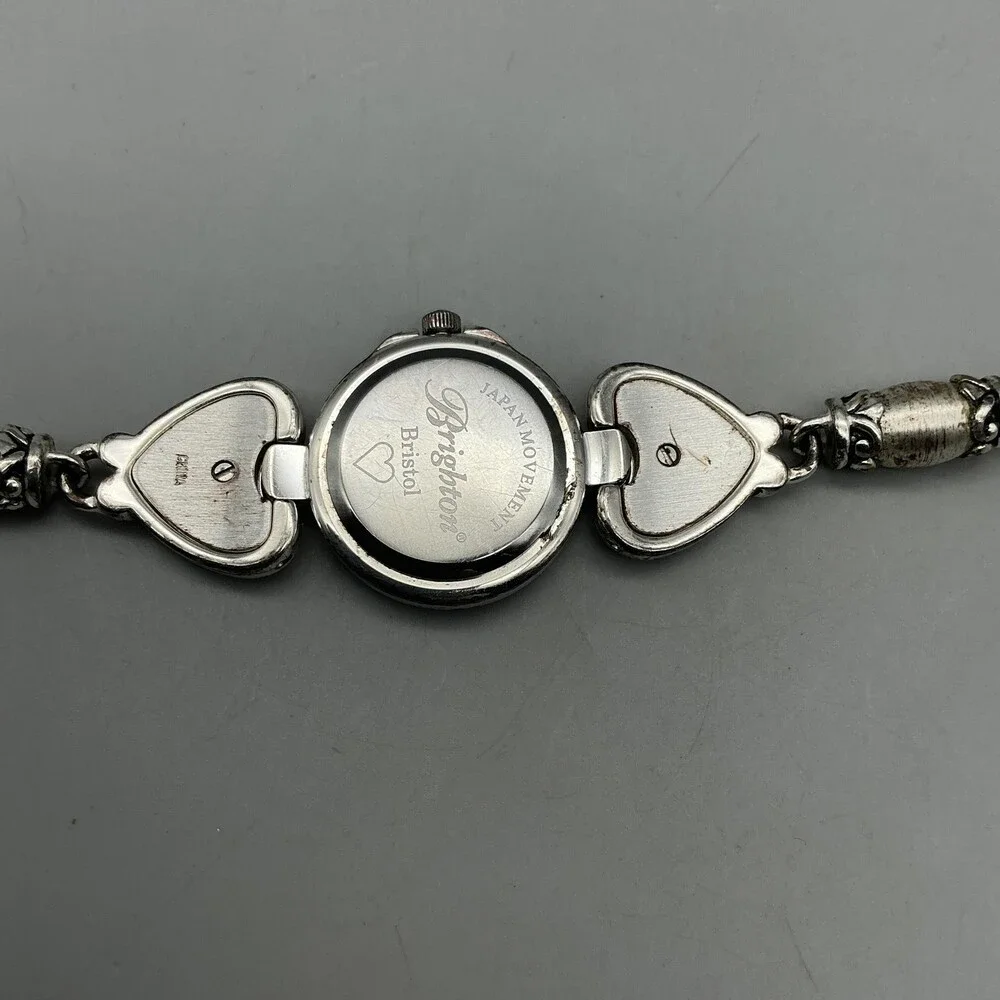 Brighton Bristol Womens Watch 25mm White Dial Silver Tone Hearts New Battery